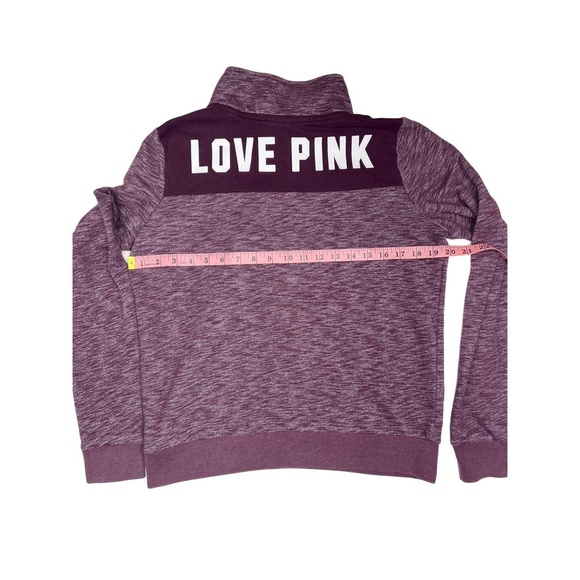 PINK Womens Size M Maroon Quarter-Zip Sweatshirt Logo Athleisure - Picture 6 of 7